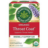 Organic, Throat Coat Tea, Original with Slippery Elm - Supports Throat Health - Kosher, Non-GMO, Caffeine-Free, Compostable - 16 Tea Bags